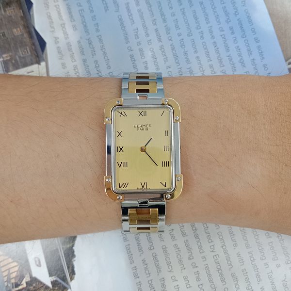 台中精品手錶拍賣 流當手錶 原裝 HERMES 愛馬仕 不銹鋼 半金 石英 女錶 9成新 KR011